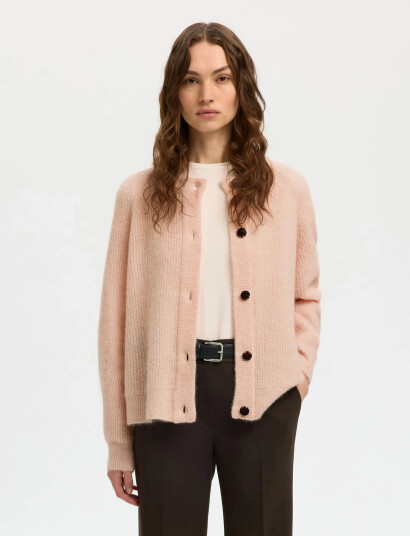 Selected Slflulu Ls Knit Short Cardigan Noos - Pink - XXL