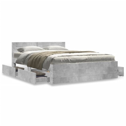  Sengeramme med hodegavl betonggrå 120x190 cm konstruert tre 8721102856112