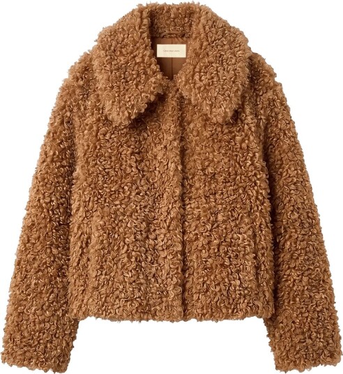 Calvin Klein Jeans Faux Teddy Collar Jacket Brown XS