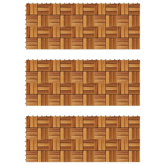 Terrassebord 30x30 cm akasiesett med 30 stk