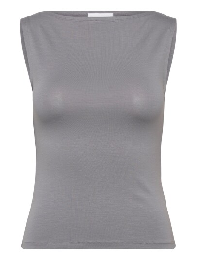 Weekday Annie Soft Sleeveless Boat Neck Top Grey L