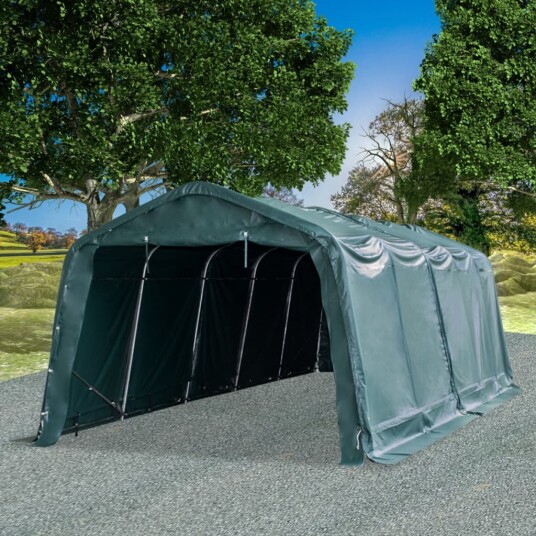 vidaXL Flyttbart kvegtelt PVC 550 g/m² 3,3x8 m mørkegrønn vidaXL Flyttbart kvegtelt PVC 550 g/m² 3,3x8 m mørkegrønn