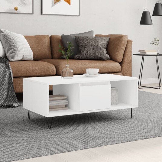 Salongbord hvit 90x50x36,5 cm konstruert tre 8721012109711