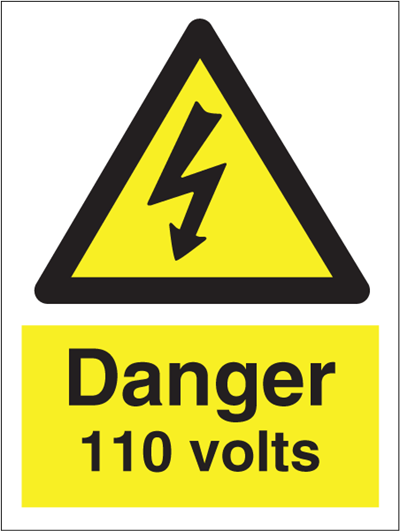 Jo Safety Danger 110 volts IMO Hazard and Warning sign 107035
