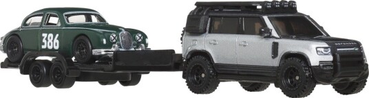 Hot Wheels Team Transport Land Rover Defender 110 Og Jaguar Mk1 2023 Modellbilsett 1:24 Hot Wheels Team Transport Land Rover Defender 110 Og Jaguar Mk1 2023 Modellbilsett 1:24