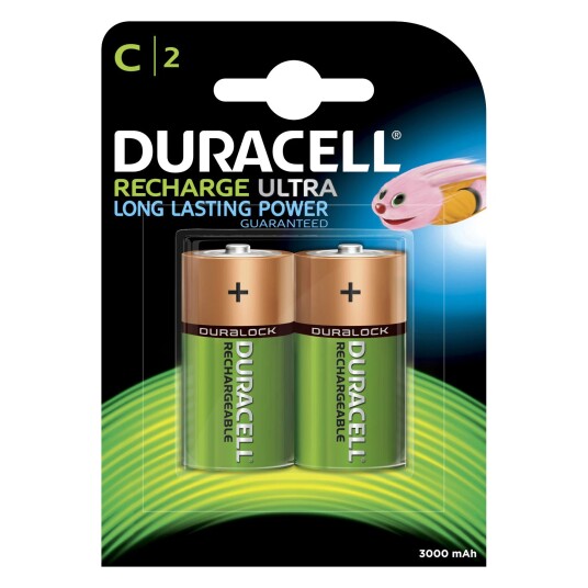 Duracell Recharge Plus 3000mAh C Oppladbare Batterier 2 Pakke