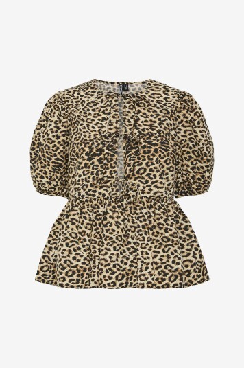Pieces Bluse pcNancy O neck 2/4 Tie Top Svart