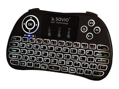 Savio Kw-02 - Tastatur - Med Styreplate - Bakbelysning - Trådløs - Usb, Rf - Qwerty - Svart