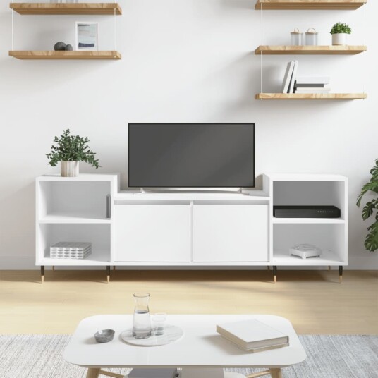 TV benk hvit 160x35x55 cm konstruert tre TV benk hvit 160x35x55 cm konstruert tre