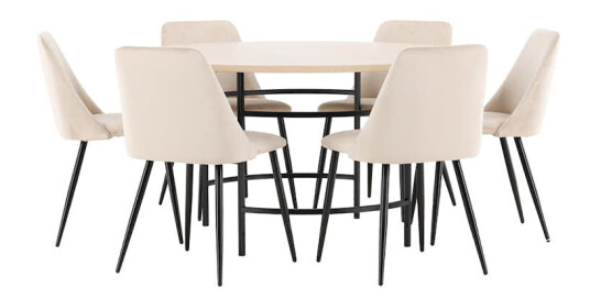 Spisegruppe Venture Home Copenhagen Ø140 cm med 6st Night Spisestoler