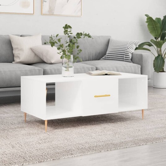 Salongbord høyglans hvit 102x50x40 cm konstruert tre 8720845427474