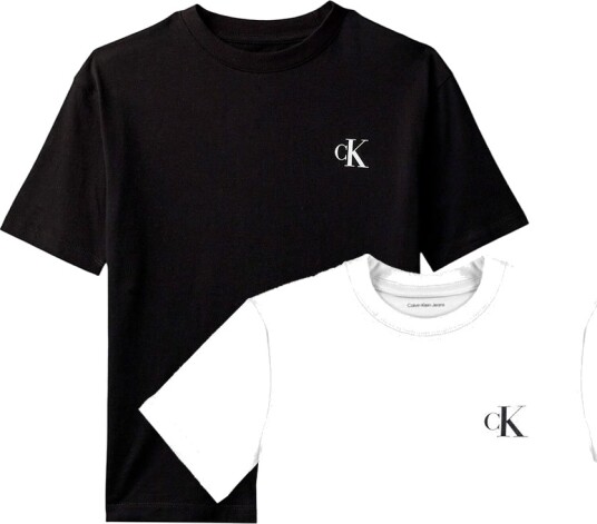 Calvin Klein 2 Pack Monogram Top Ss White 128 Calvin Klein 2 Pack Monogram Top Ss White 128