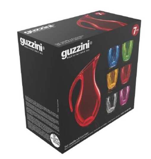 GUZZINI Aqua Sett med 1 Mugge og 6 plastglass, forskj. farger