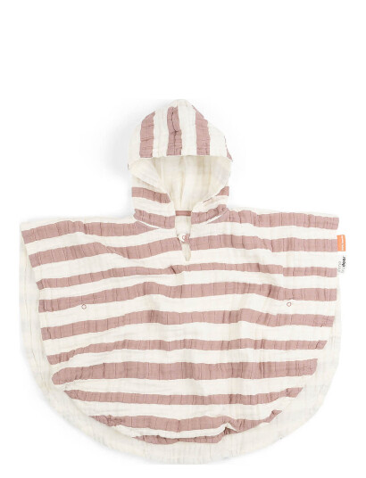 Done by Deer Bath Poncho Gots Stripes Powder - Multi/patterned - ONE SIZE.LENGTH:50CM
