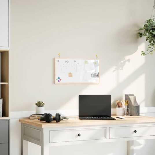 vidaXL Magnetisk whiteboardtavle med ramme i heltre furu 60x30 cm