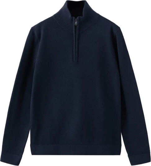 Mango Knitted Sweater With Perkins Neck Navy 164