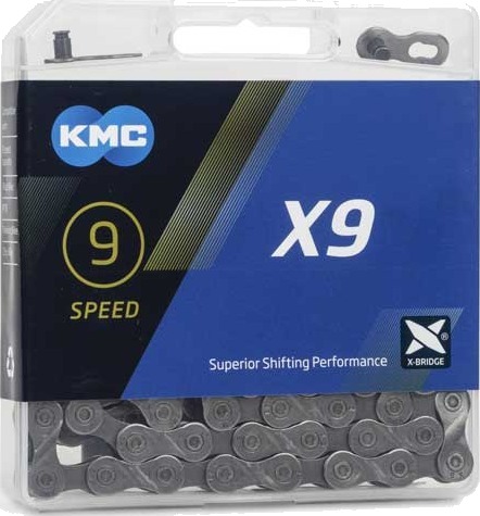 KMC X9 Kjede Grå 9-delt, 114 ledd, 6,6mm