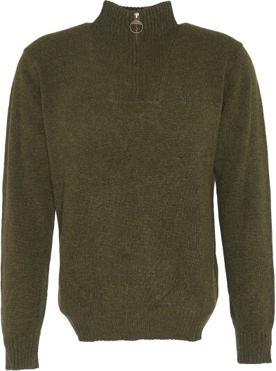 Barbour Men's Essential Lambswool Half Zip Knitted Jumper Seaweed XL