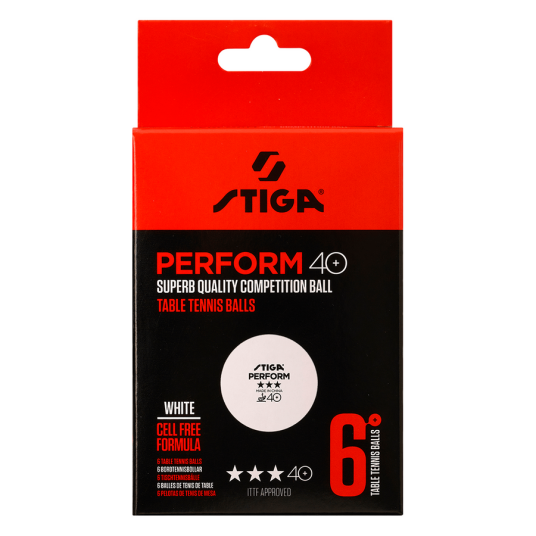 Stiga Perform Vit, 3-x 6-pack, bordtennisball White