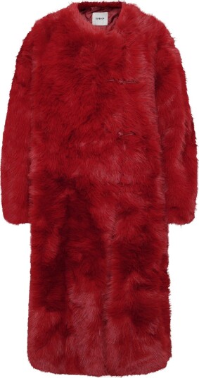 Topshop Tsfruity Oversized Longline Coat Otw   FIERY RED   L
