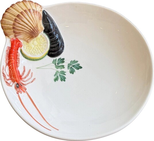 Caja Company Red Seafood Plate, Round - WHITE/RED/BLACK/BRAUN/GREEN/YELLOW - 22X22 cm.H6 cm