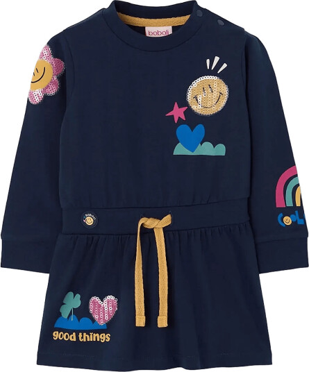 Boboli Knit Dress For Girl  Bci   Navy   80