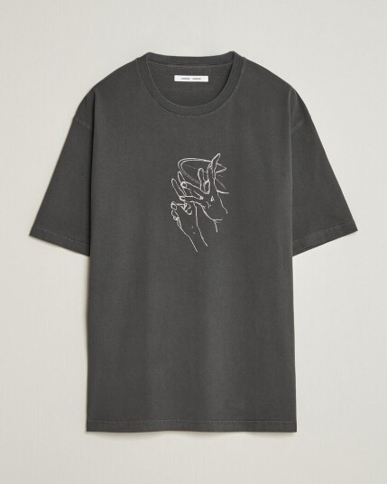 Samsøe Samsøe Giles Printed Crew Neck T Shirt Black Lines