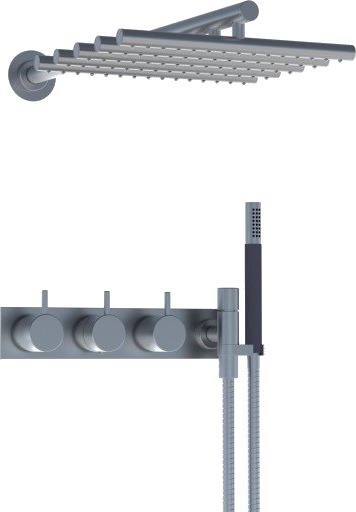Vola 5474R-051 Dusjtermostat Med Hodedusj og Hånddusj Plate Rustfritt