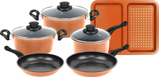 Nonstick kokekar i kobber 8 deler Nonstick kokekar i kobber 8 deler