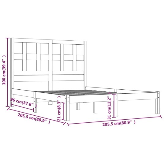 vidaXL Sengeramme hvit heltre furu 200x200 cm