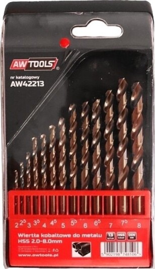 Bor-/Borekronesett Aw-Tools Awtools Metalo Gražiai 2,0–8,0 Mm / Kobolt / 13 Deler