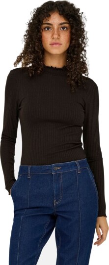 JDY Jdyfransiska Life L/S Hi Nck Top Jr Noos Brown XXL