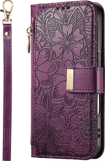 Trolsk Lommebokdeksel med Blomster (iPhone 15) Lilla
