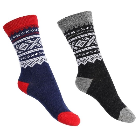 Marius Kids 2-pack Ullsokker Barn Navy/grey 33-35/7-8 år