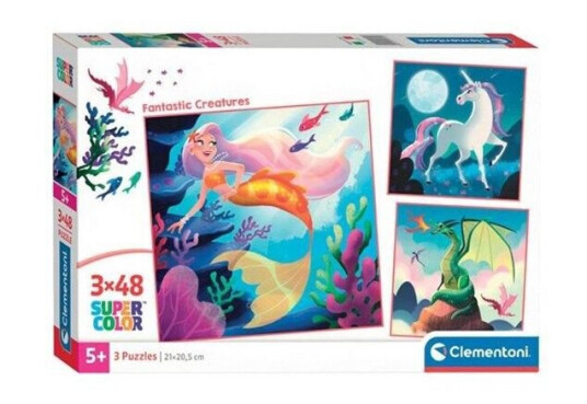 Clementoni Jigsaw Puzzle Super Color Square Fantasy 3x48pcs. Gulv