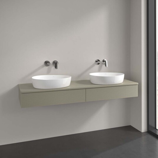 Villeroy & Boch Antao Servantskap med 2 skuffer 160x50x19 cm u/lys Steingrå Matt Villeroy & Boch Antao Servantskap med 2 skuffer 160x50x19 cm u/lys Steingrå Matt