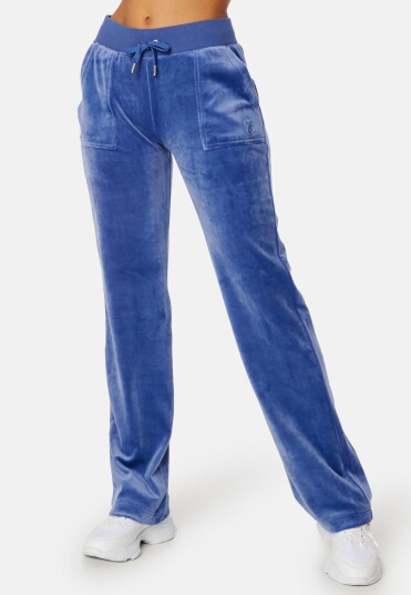 Juicy Couture Del Ray Classic Velour Pant Pocket - Grey Blue XS