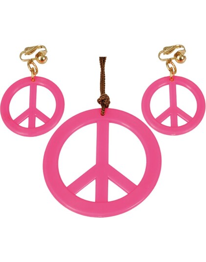 Neon Rosa Hippiesett med Smykke og Øredobber