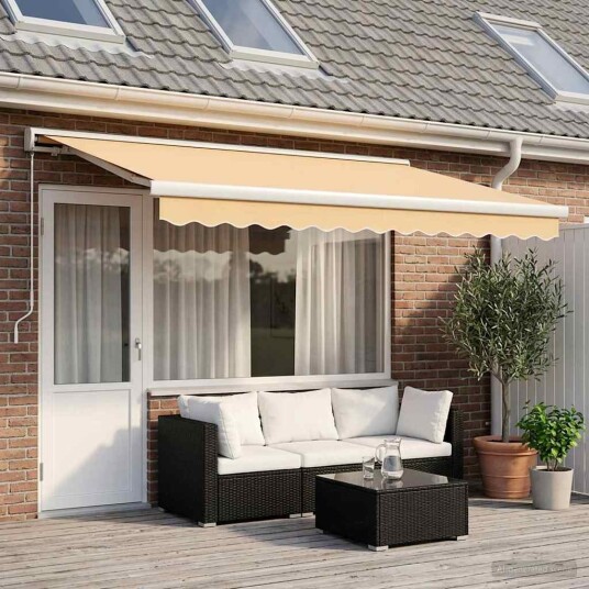 vidaXL Uttrekkbar markise sand 450 × 300 cm Lær og aluminium