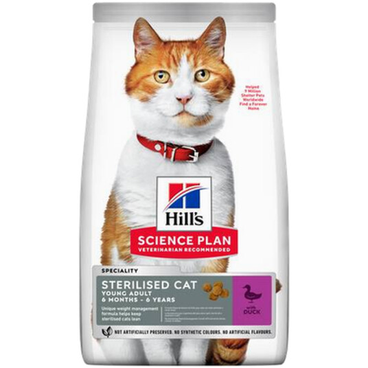 Hills Science Plan Kattemat YoungAd Sterilised Duck 7 kg - Tørrfôr for Kastrerte Katter Hills Science Plan Kattemat YoungAd Sterilised Duck 7 kg - Tørrfôr for Kastrerte Katter
