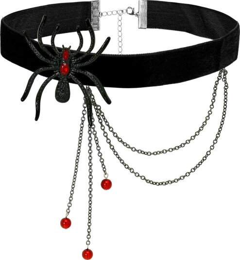 Choker med Edderkopp og Røde Stener