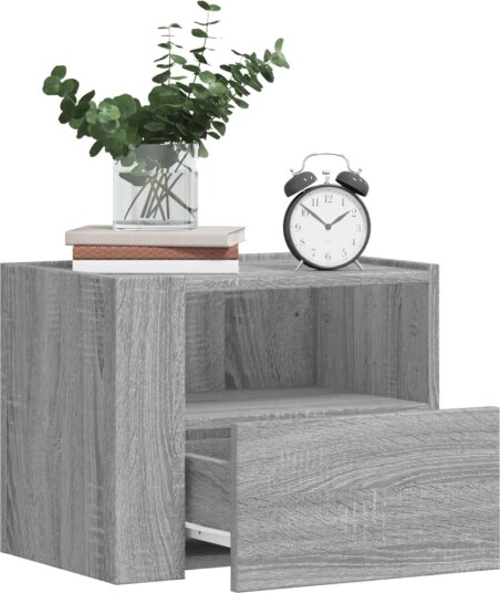  Veggmontert nattbord grå sonoma 45x30x35 cm 848321