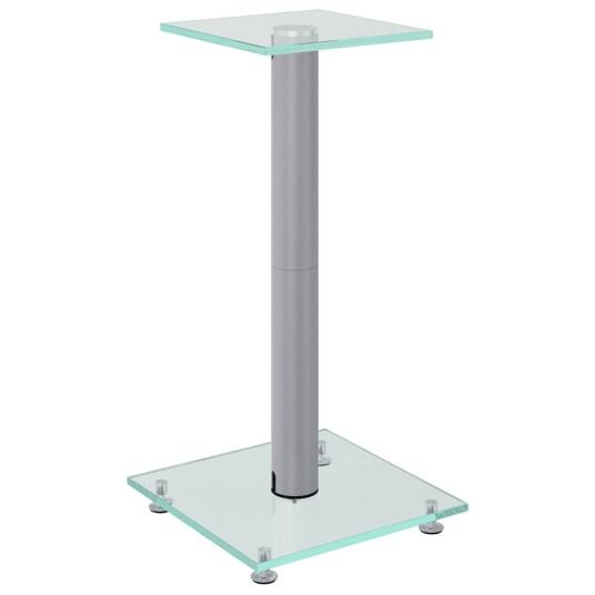 Høyttalerstativ 2 stk herdet glass 1-stolper design sølv