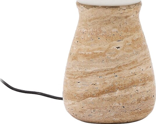 Kave Home Okeni bordlampe laget av travertin og glass Beige Bordlamper