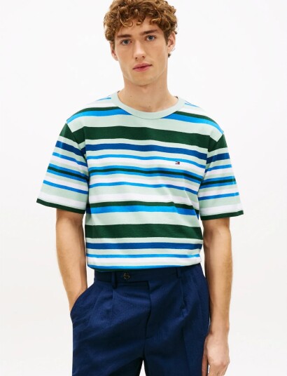 Tommy Hilfiger Multi Stripe Crepe Tee Multi/patterned L Tommy Hilfiger Multi Stripe Crepe Tee Multi/patterned L