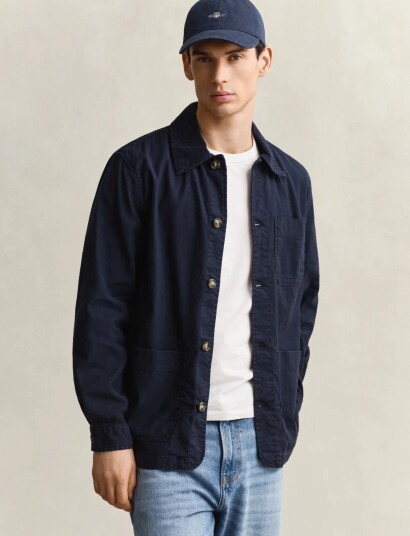 GANT Reg Cotton / Linen Overshirt Navy XXXL