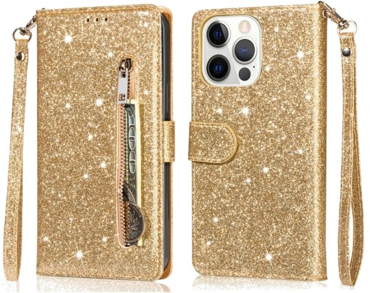 Trolsk Lommebokdeksel Glitter (iPhone 16 Pro Max) Gull