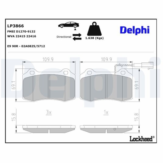 Bremseklosser DELPHI LP3866