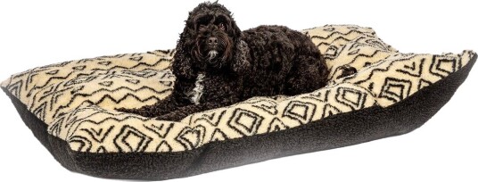 Danish Design Sherpa Fleece Neutral Geometric Hundeseng Beige/Sort