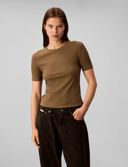 Calvin Klein A Modal Rib Tee (Essential) Khaki green S